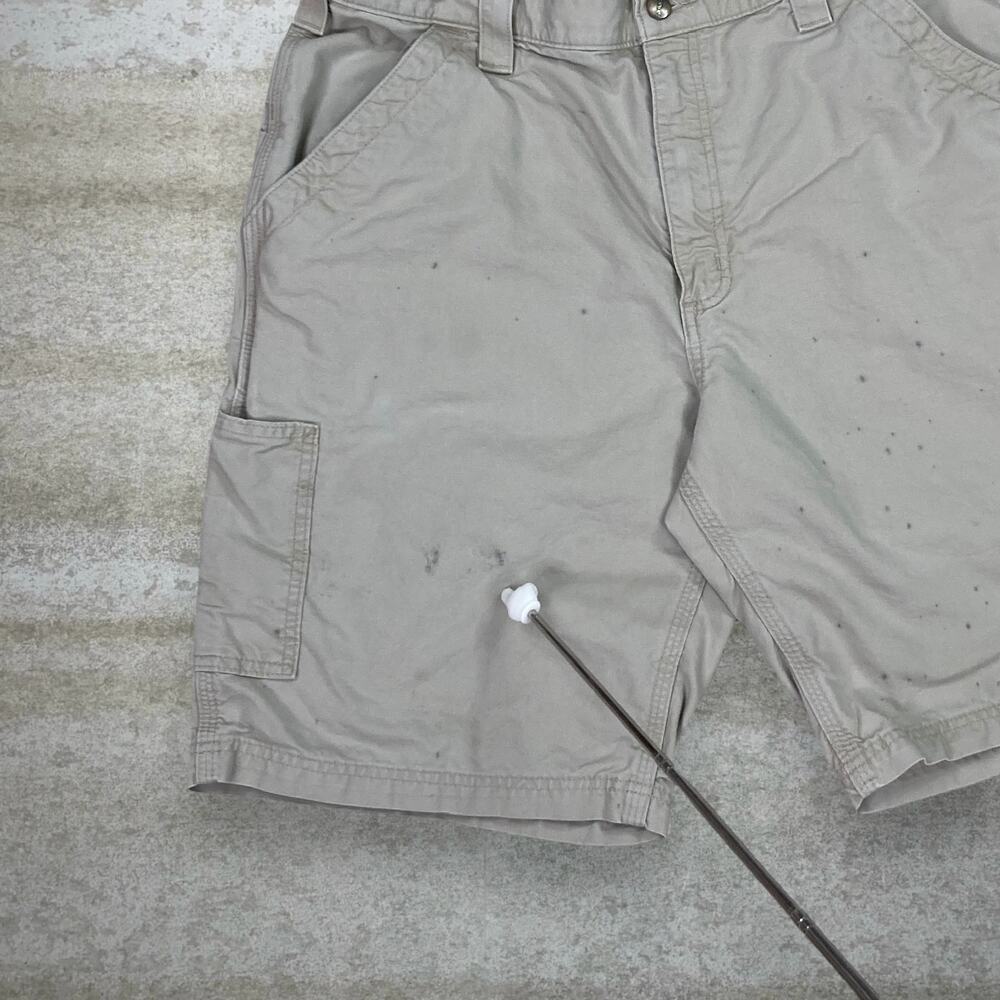 Vintage 90s Carhartt Carpenter Shorts 36x11 Relaxed Light Tan Cotton Dungarees - Picture 6 of 7